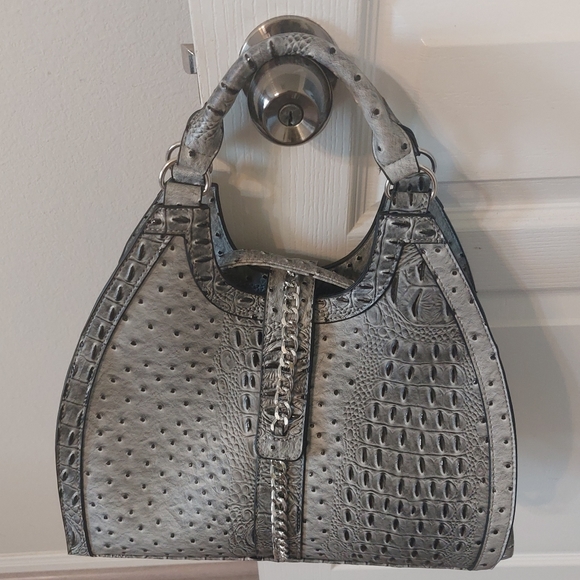 CATO Women's Faux Crocodile Print Large Fashion Gray and Black Handbag - Picture 6 of 15